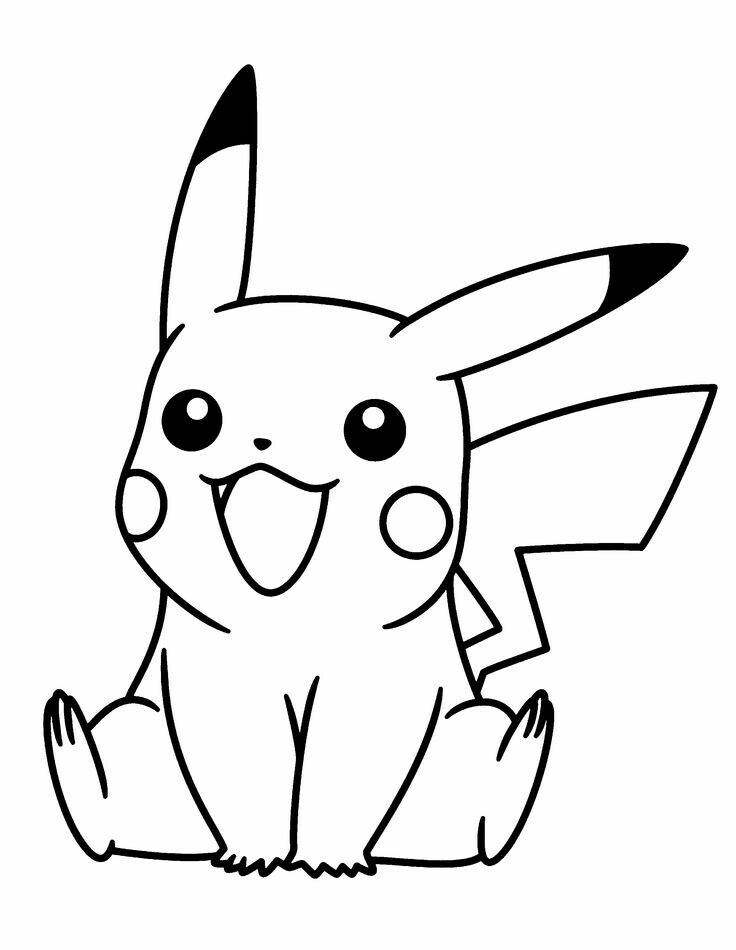 pikachu jumping line art
