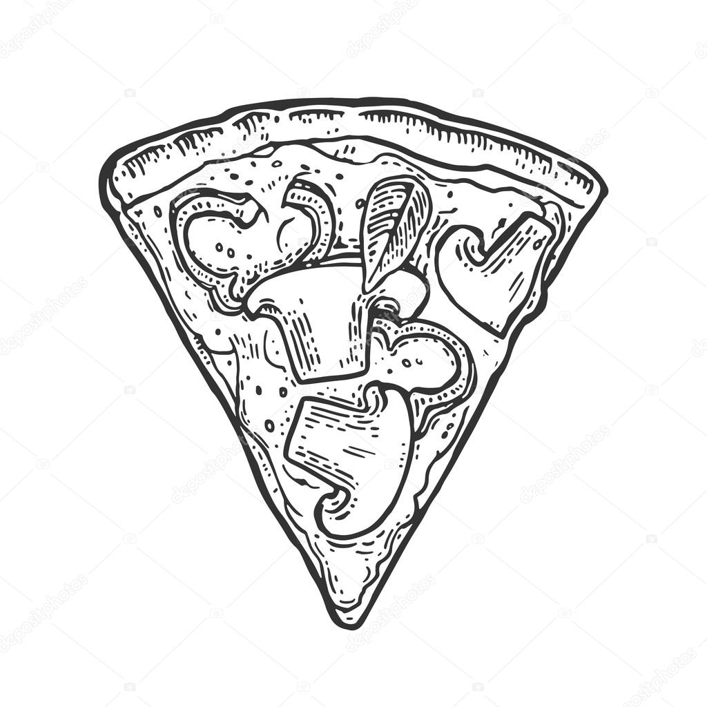 Кусок пиццы вектор мел