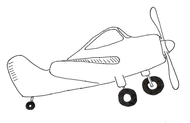 simple old fashioned stunt airplane drawing