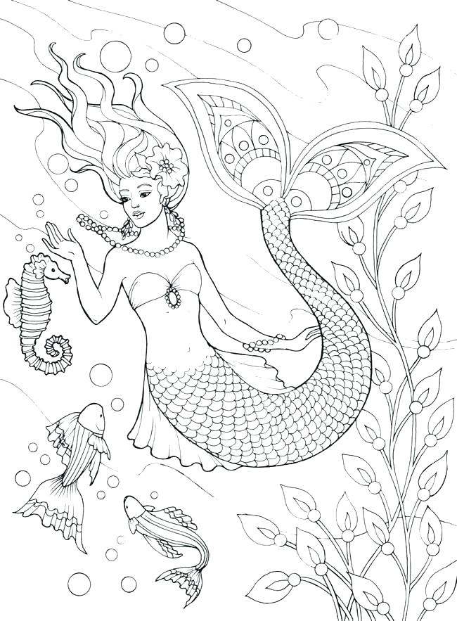 Realistic Mermaid Coloring Pages For Kids : Mermaid coloring pages also