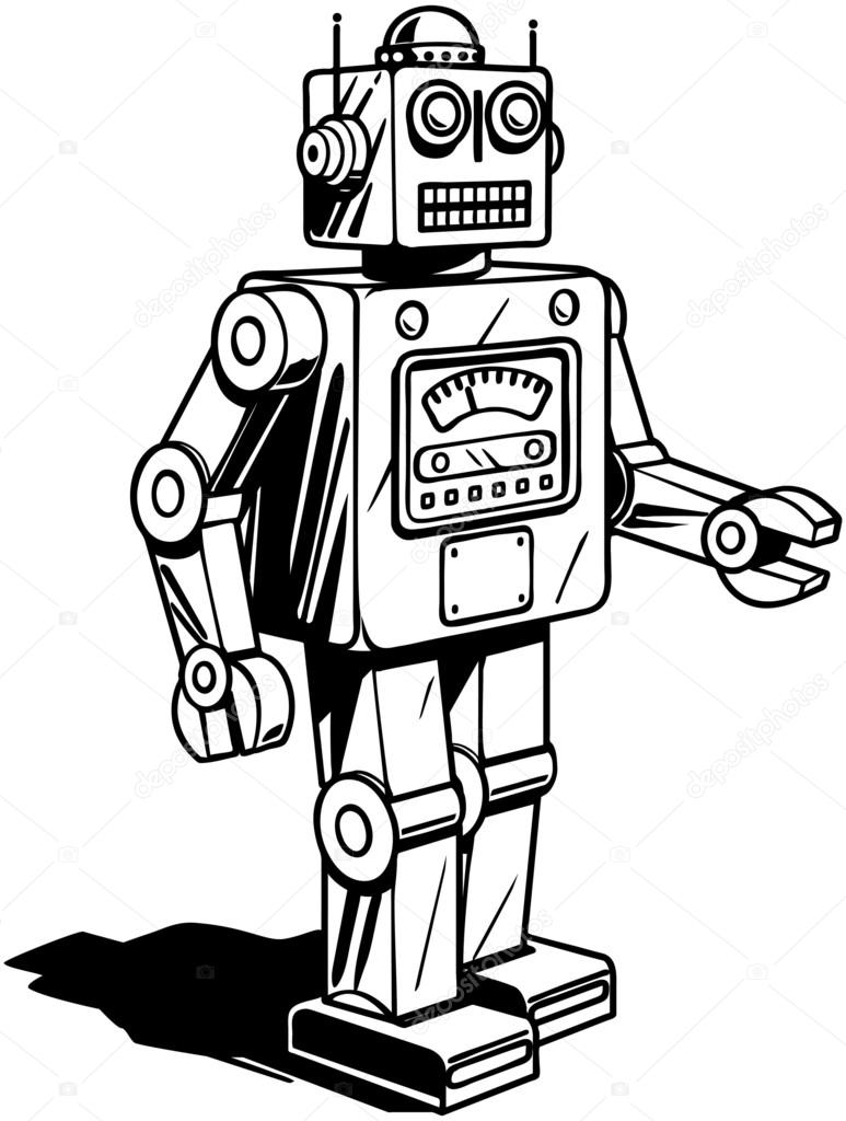 Retro Robot Drawing at GetDrawings | Free download