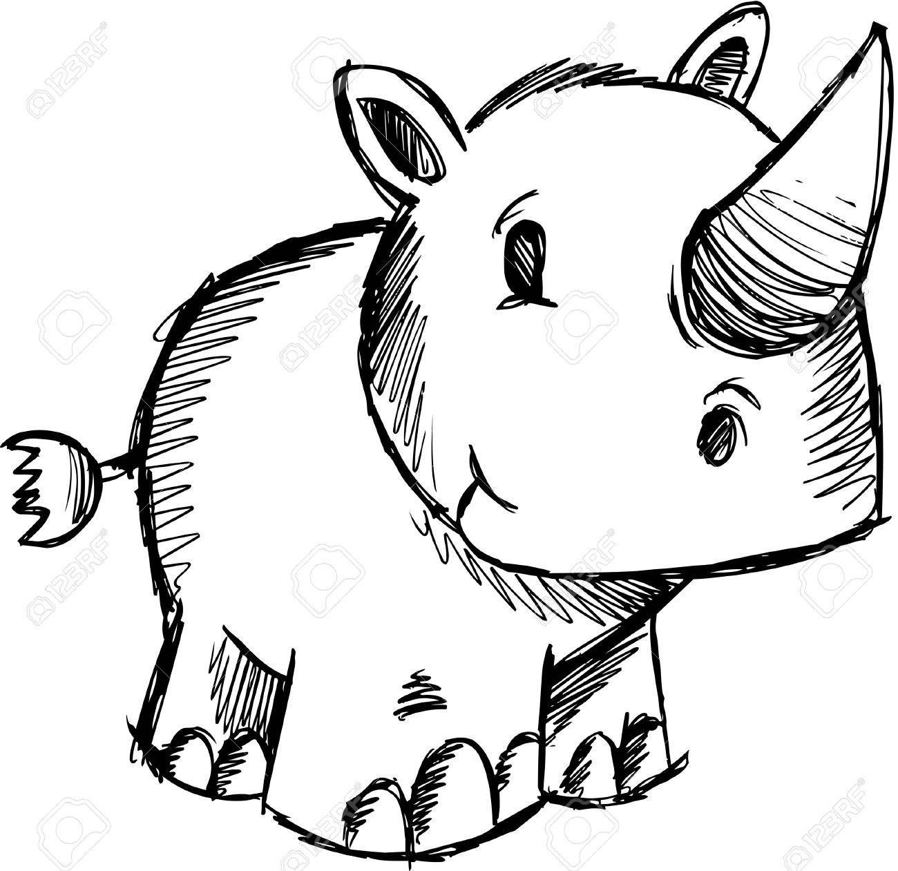 Милый носорог нарисовать
