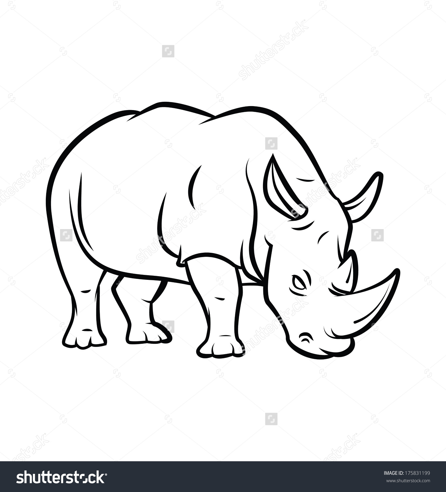javan rhinoceros drawing