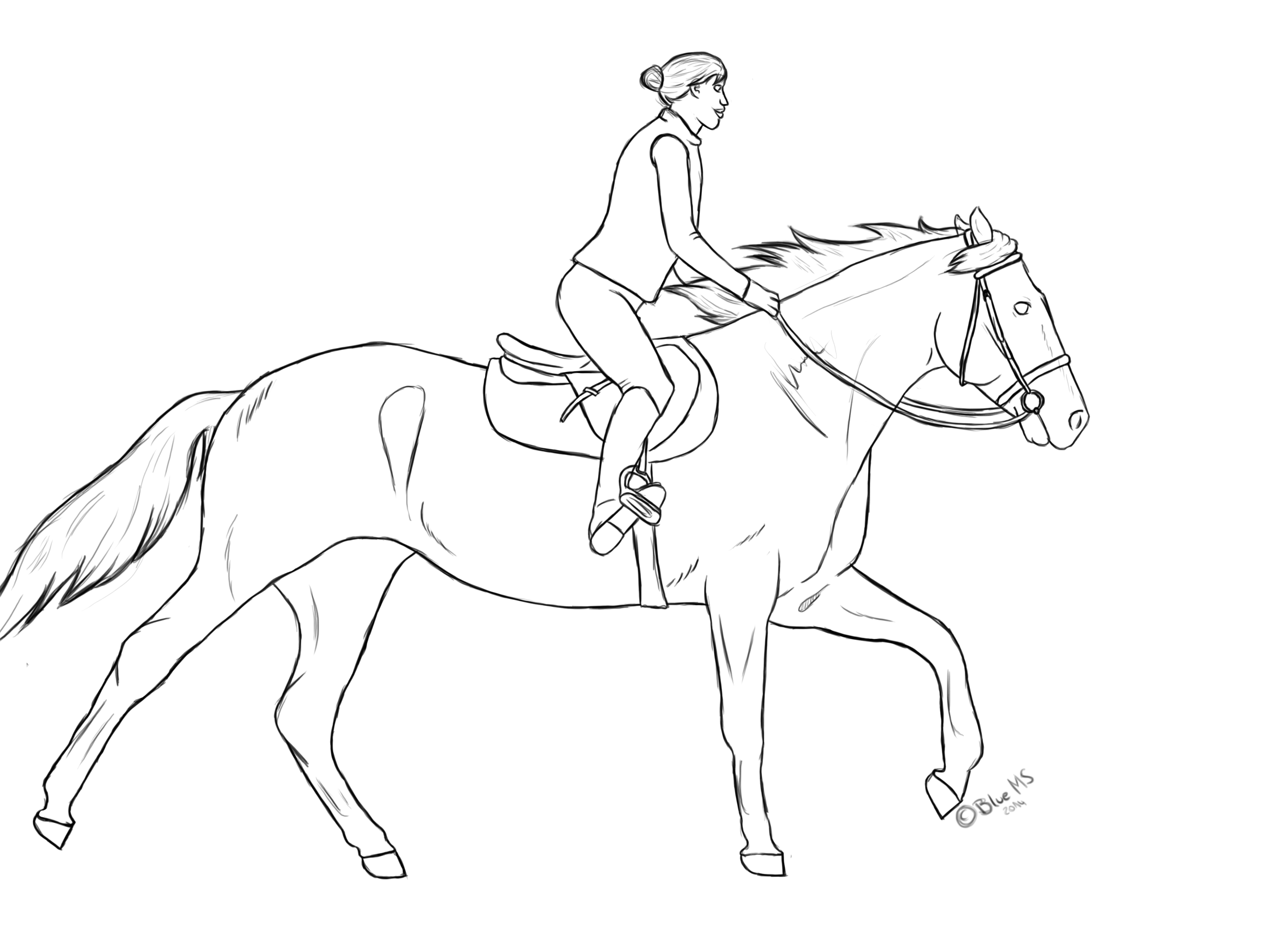 fallen horse sketch easy