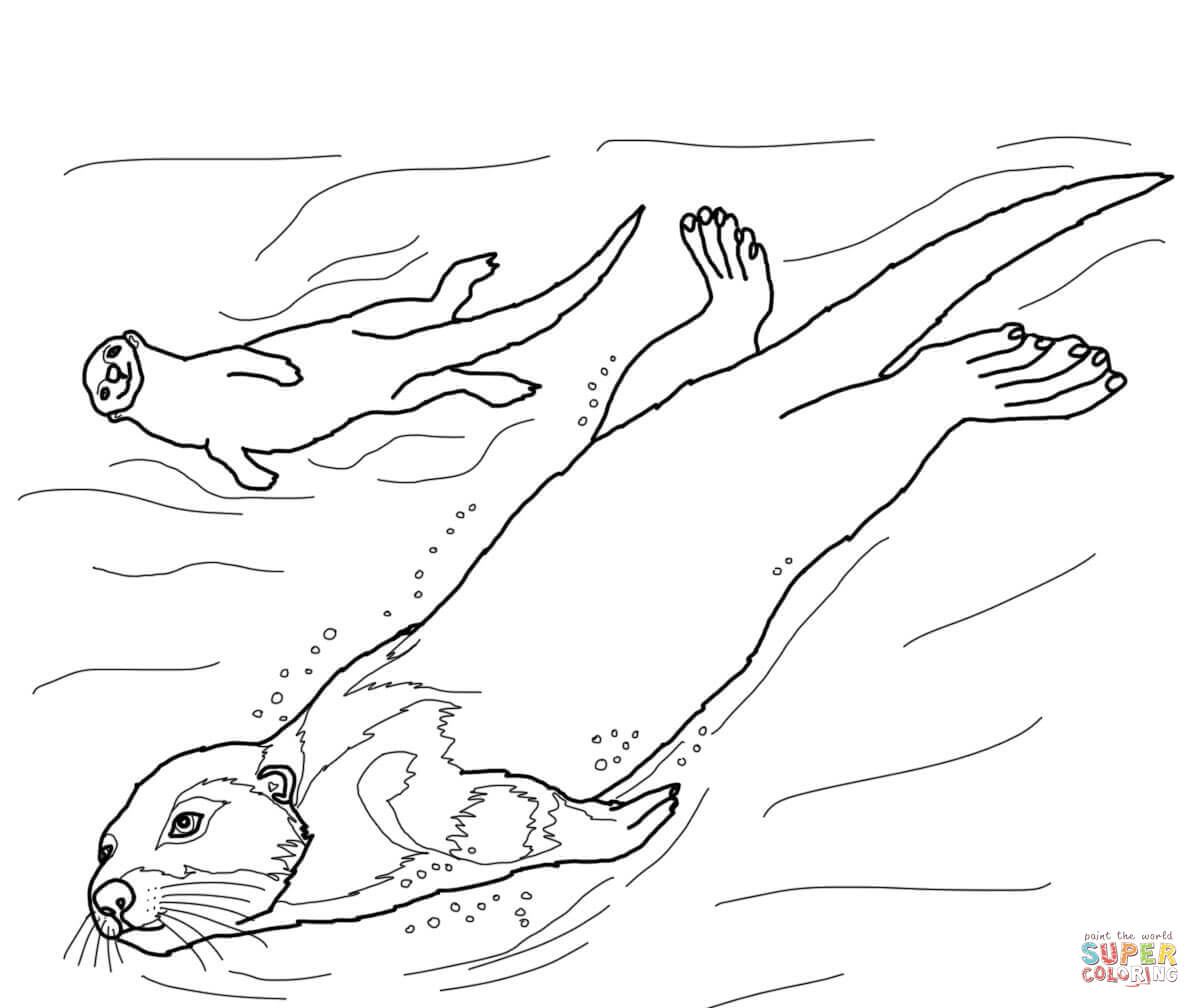 Animal River Otter Coloring Page with simple drawing