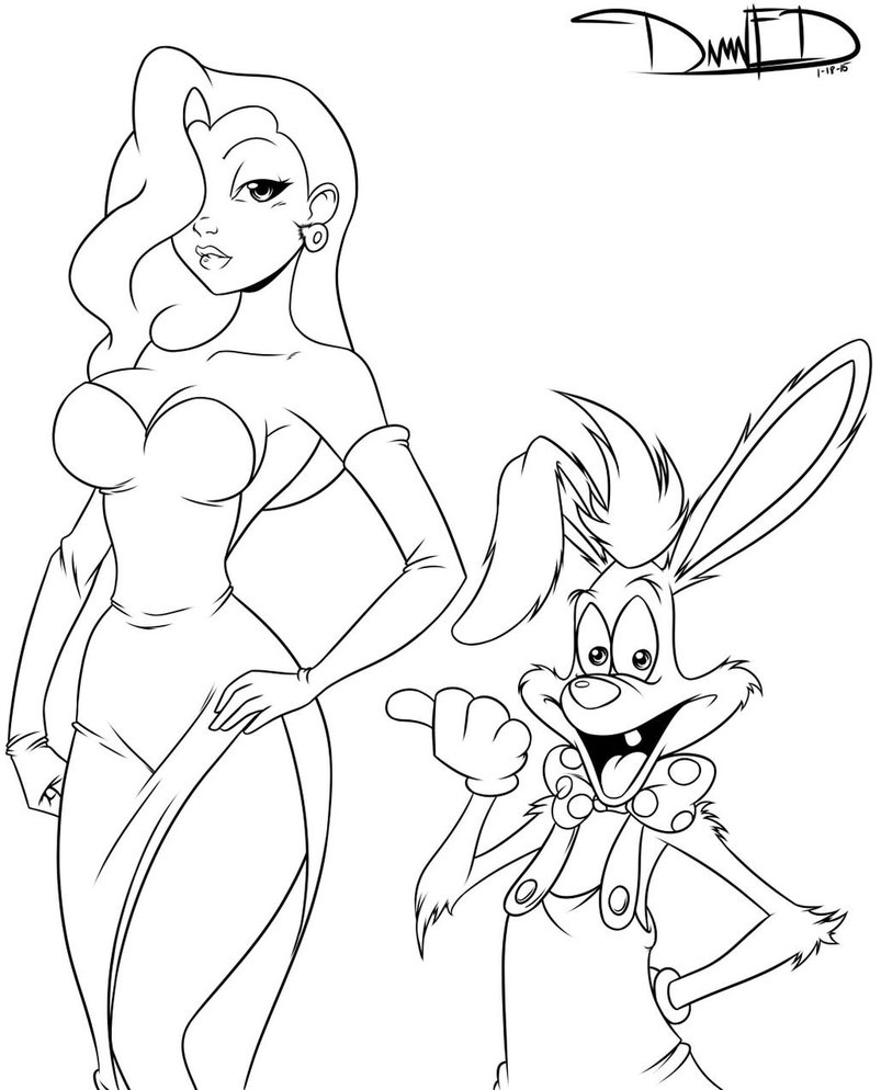 Rabbit Roger Drawing Jessica Getdrawings Sketch Coloring Page.
