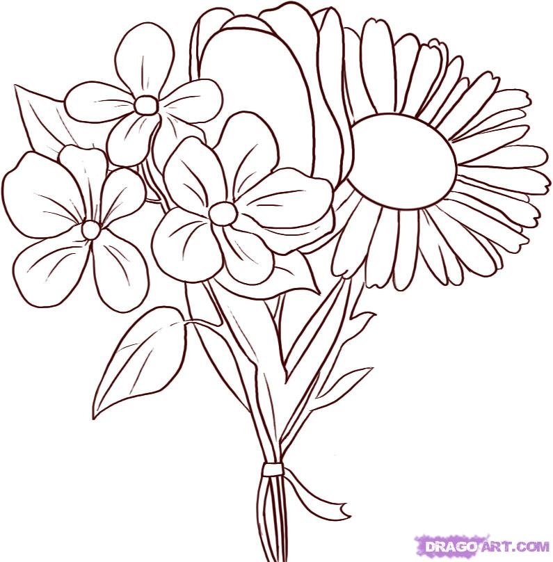 Rose Bouquet Drawing at GetDrawings Free download