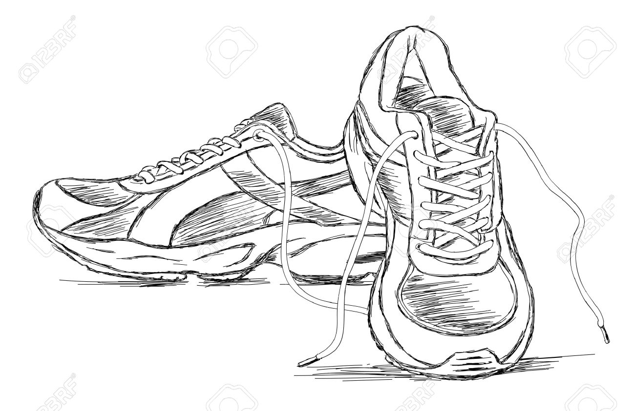 Drawing of Running Shoes