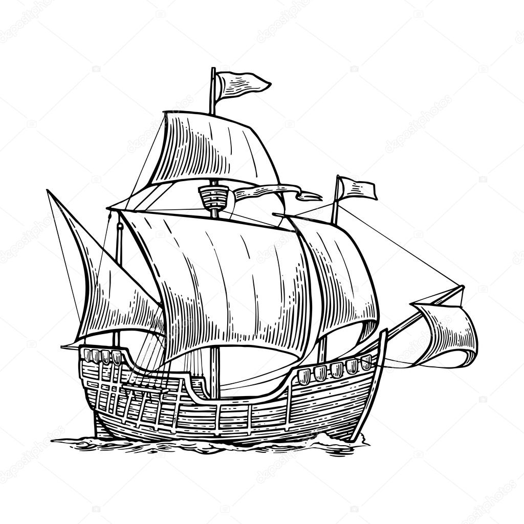 Sail Ship Drawing at GetDrawings | Free download