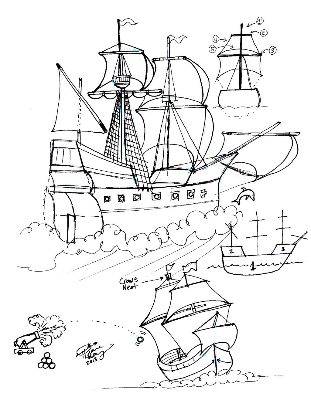 Корабль современный рисунок для детей