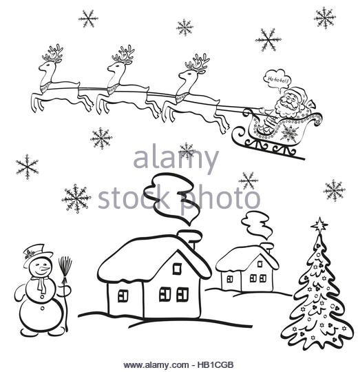 Santa And Reindeer Drawing at GetDrawings | Free download