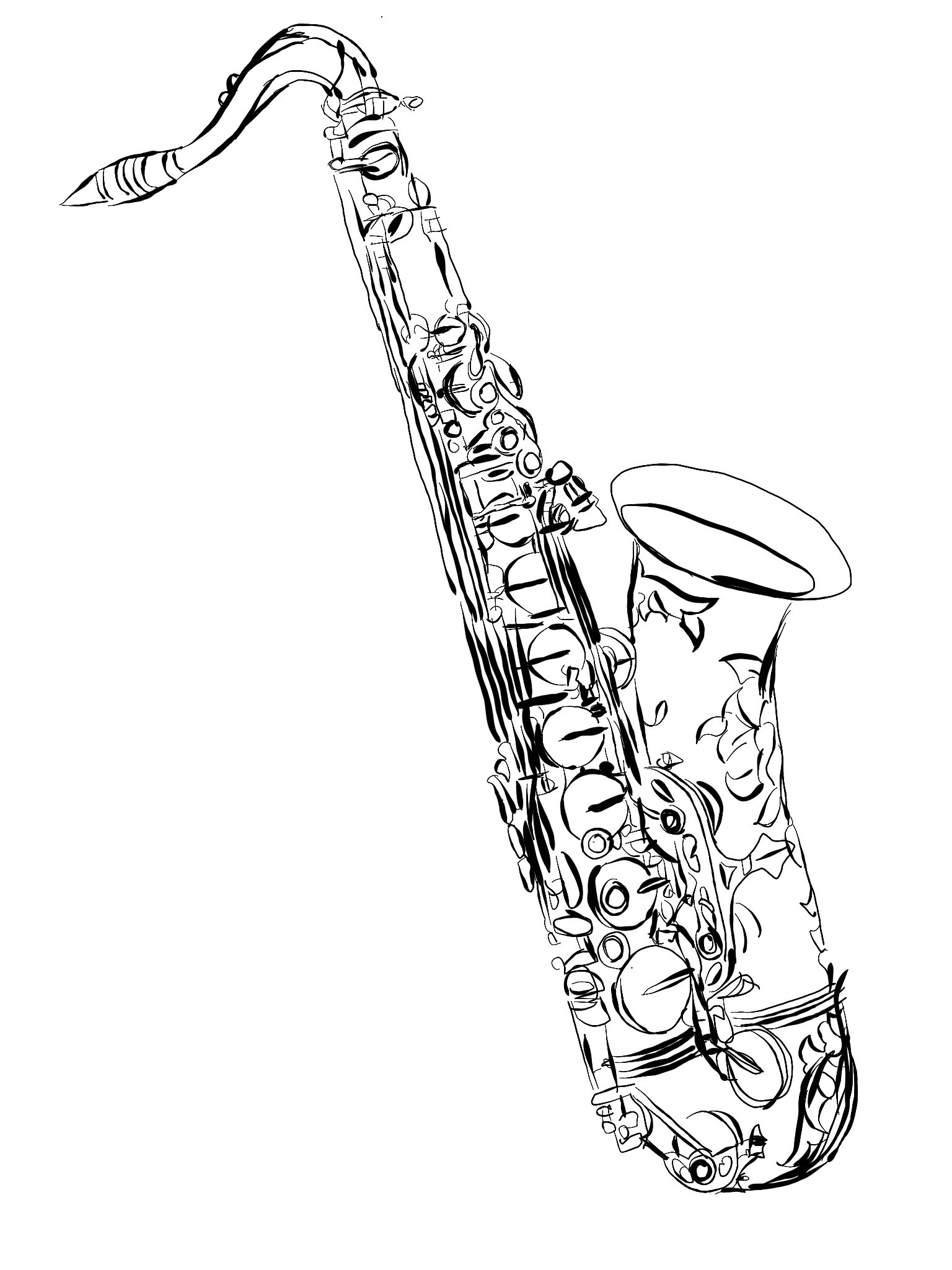 Saxophone Drawing Sketch Coloring Page