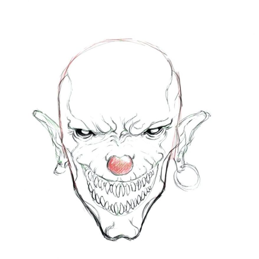Scary Clown Happy Face Coloring Drawing Faces Pages Wolf Outline Cartoon Pr...