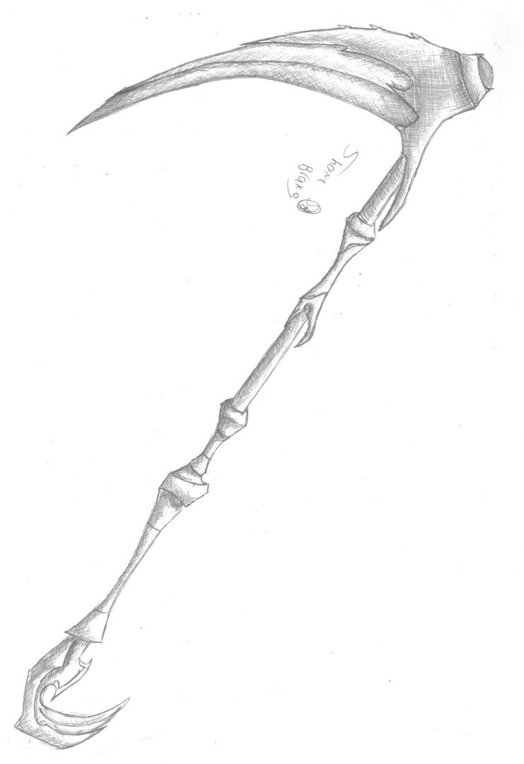 easy grim reaper scythe drawing