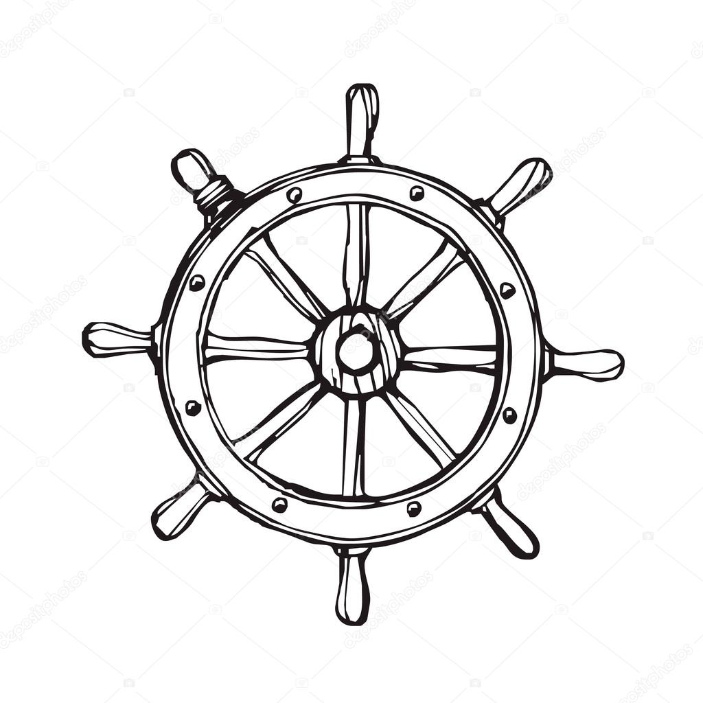 How To Draw A Boat Steering Wheel