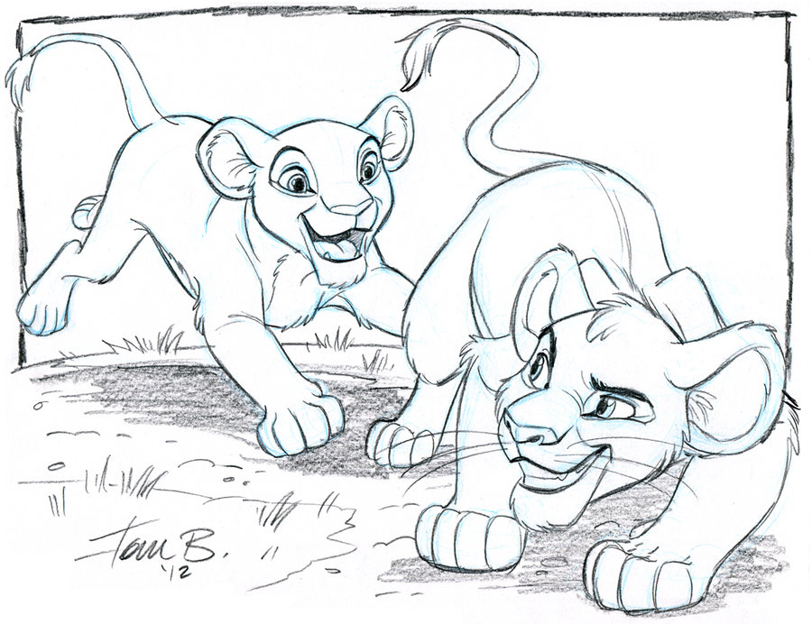 900x692 Simba And Nala Team Up Sketch Week By Tombancroft.