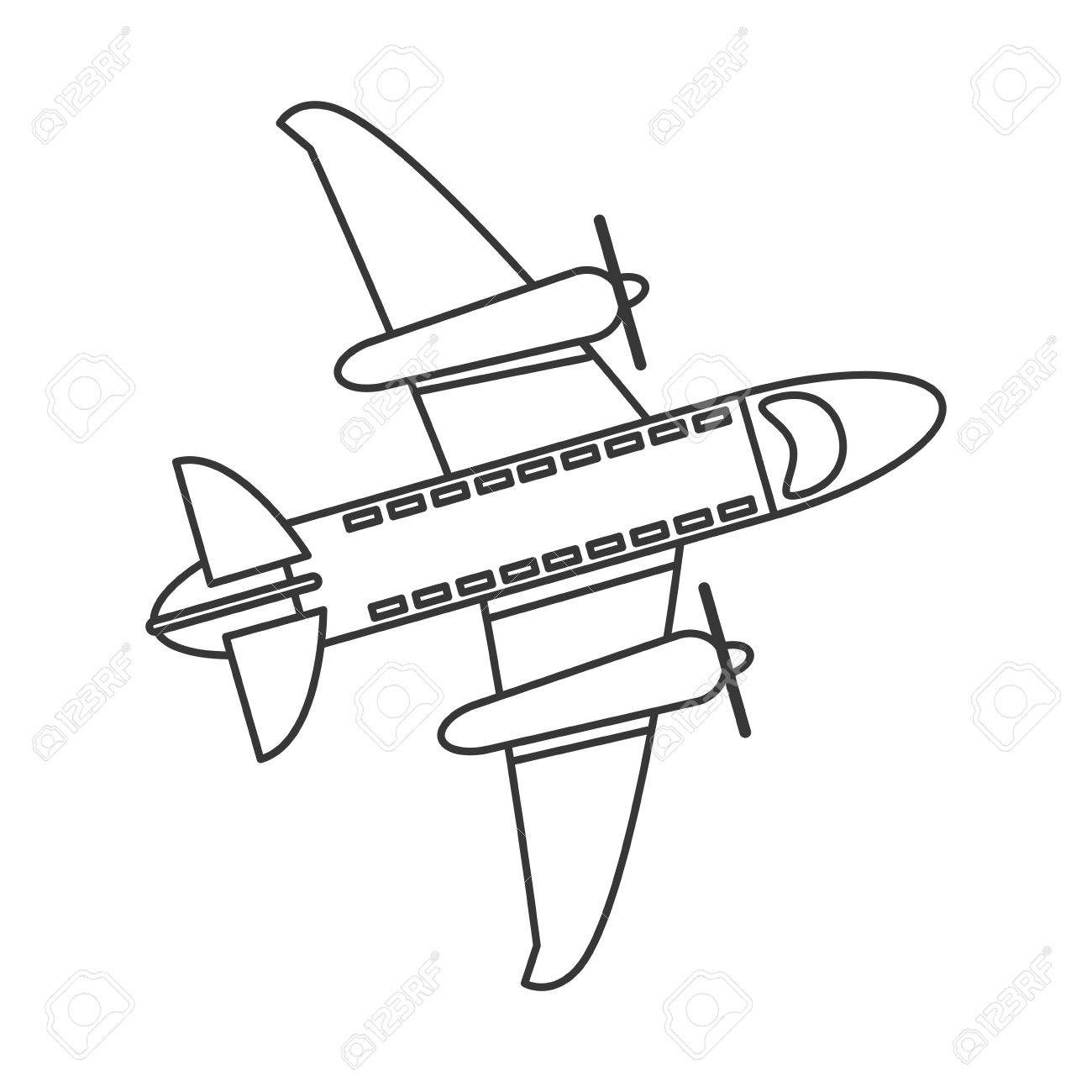 simple airplane drawing black and white