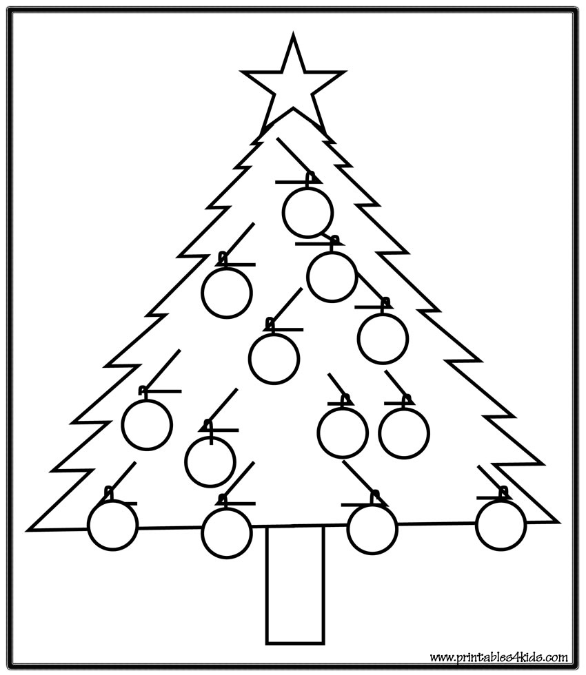 850x980 Simple Christmas Tree coloring page Printables for Kids – free