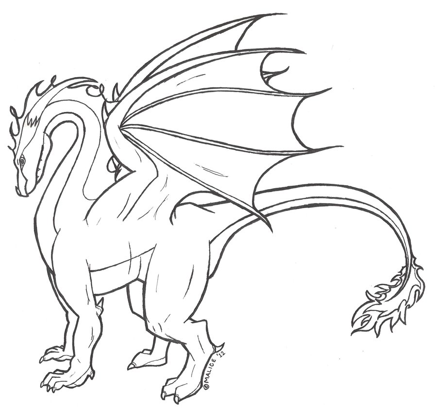 Simple Dragon Line Drawing at GetDrawings | Free download