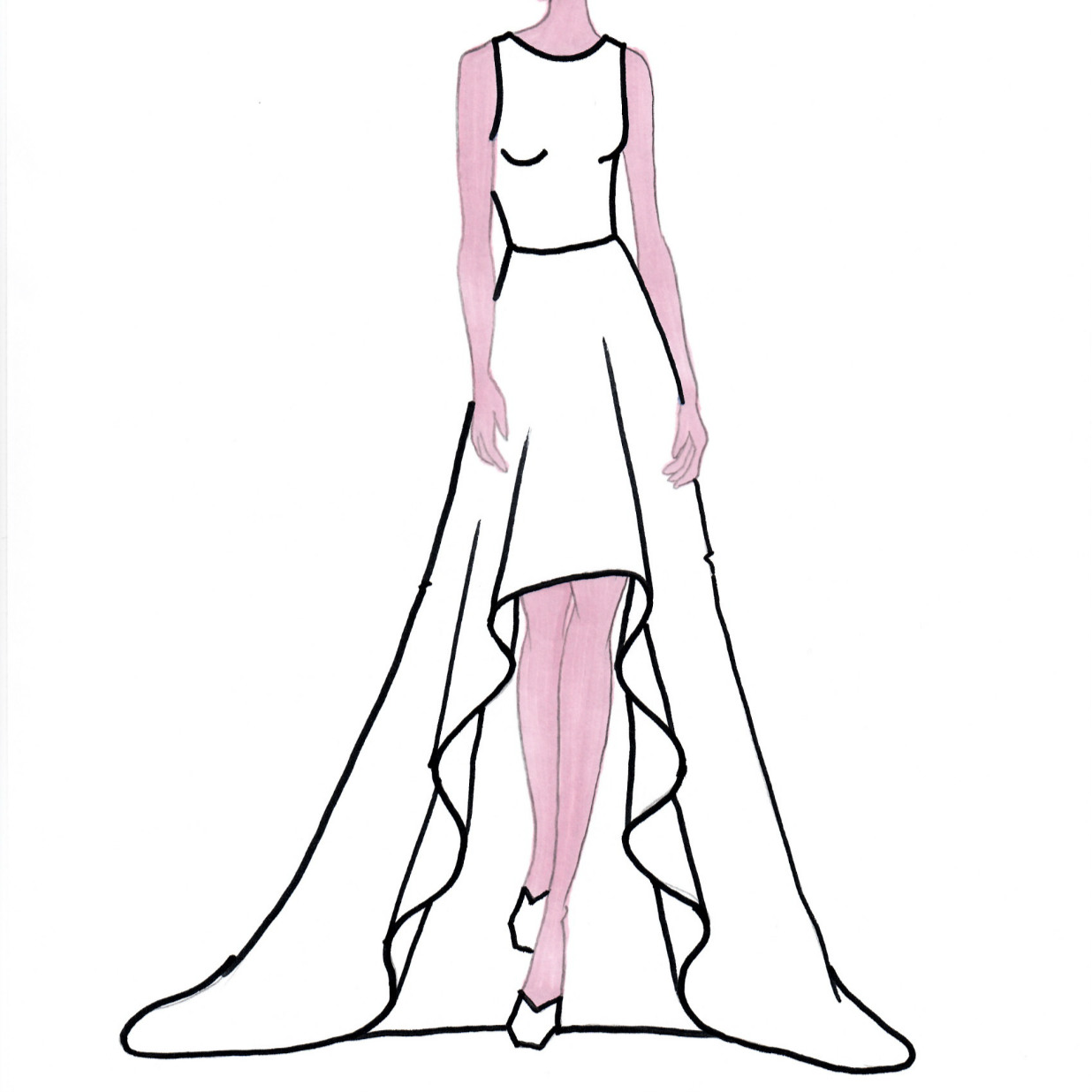 Simple Model Dress Drawing - Draw your model and then think about the