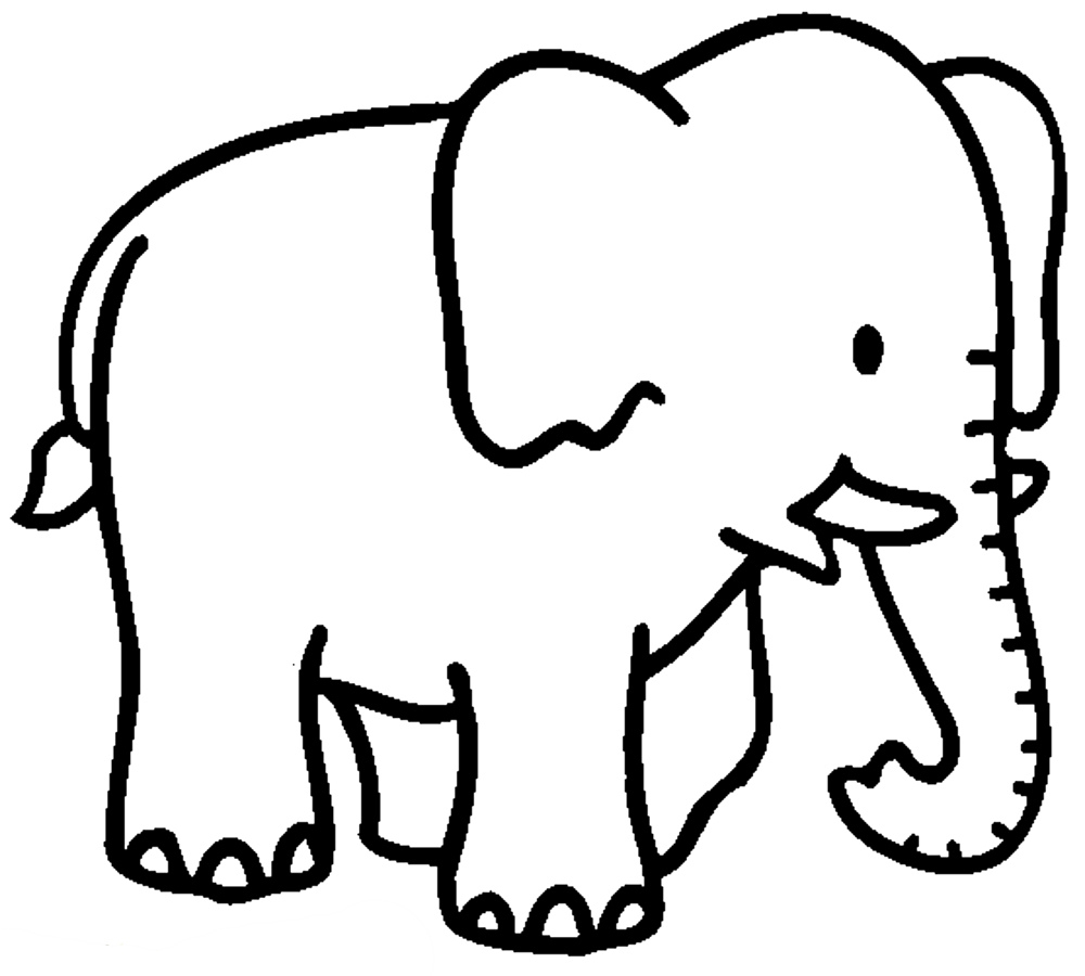 Cute Easy Elephant Coloring Pages for Kindergarten