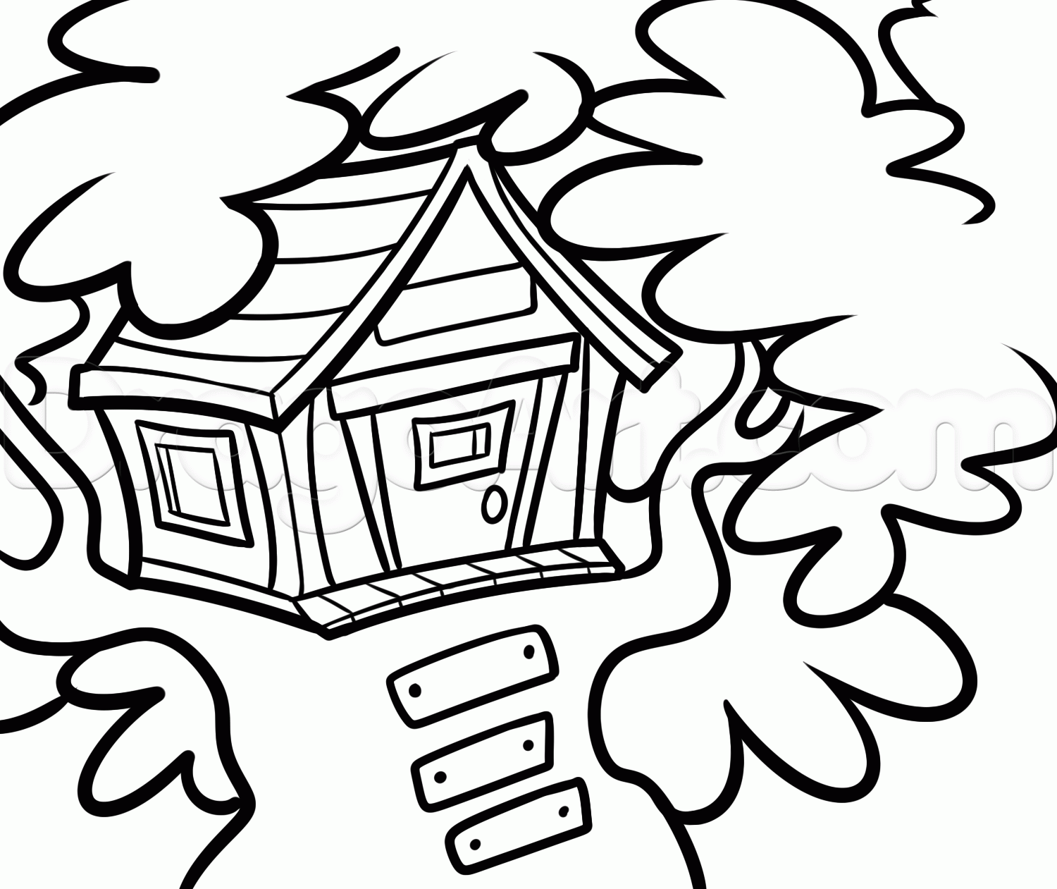 Tree House Simple House Drawing For Kids - Goimages Ily