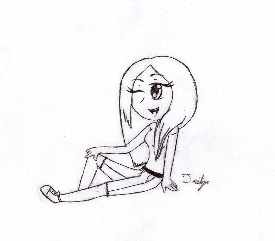 female body sketch sitting down