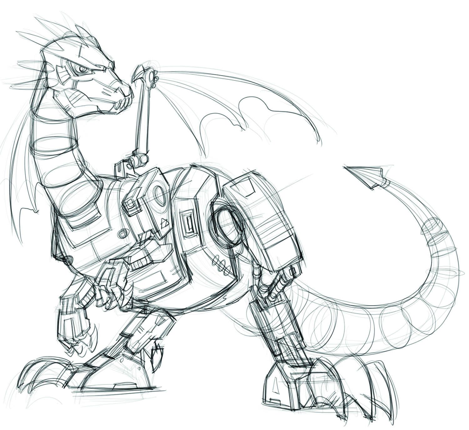 Skeleton Dragon Drawing at GetDrawings | Free download