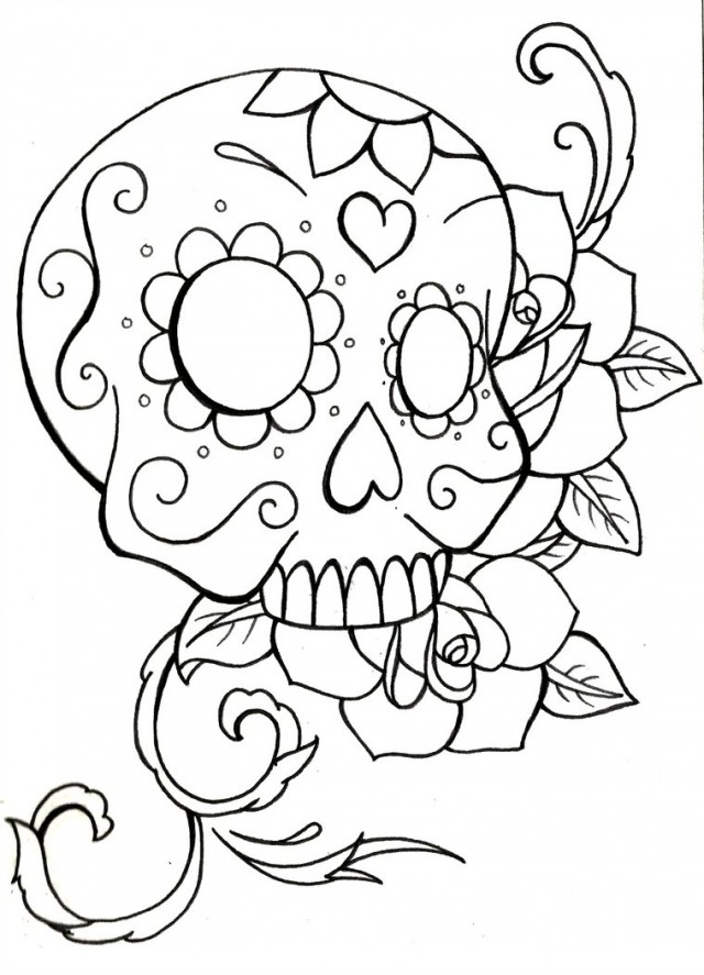 Skull And Roses Drawing at GetDrawings | Free download