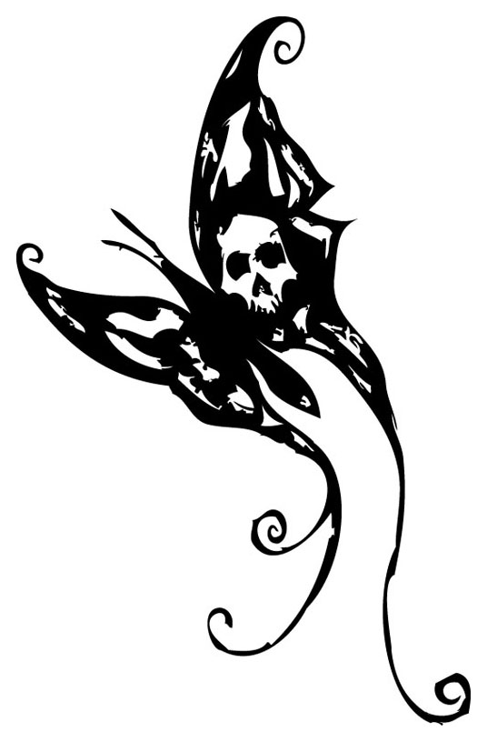 butterfly skull sketch