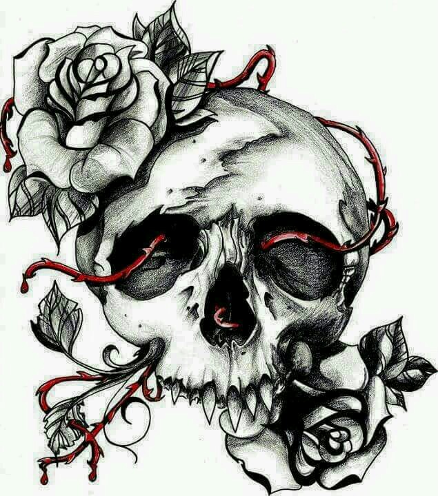 Skull With Rose Drawing at GetDrawings Free download