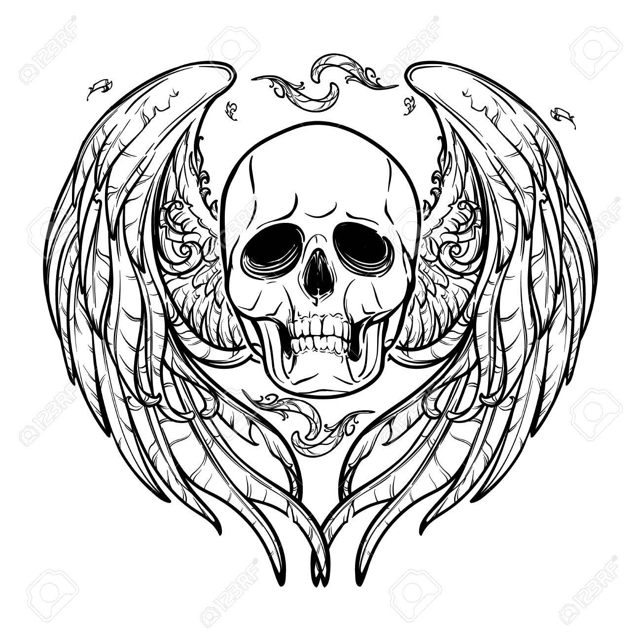 Skull With Wings Drawing at GetDrawings Free download