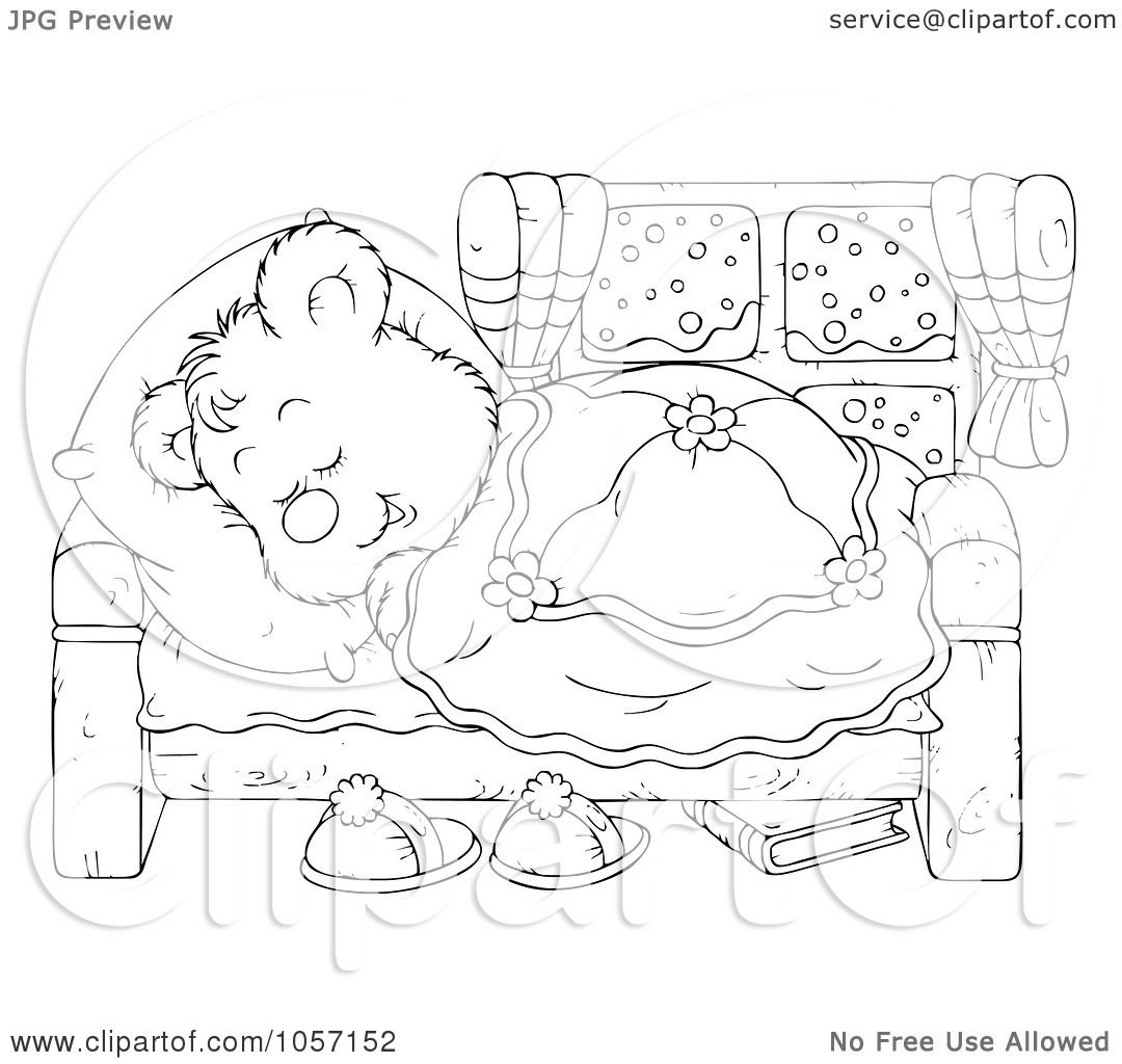 Спящий медведь раскраска для детей