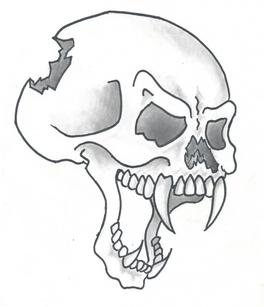 cool skull sketch