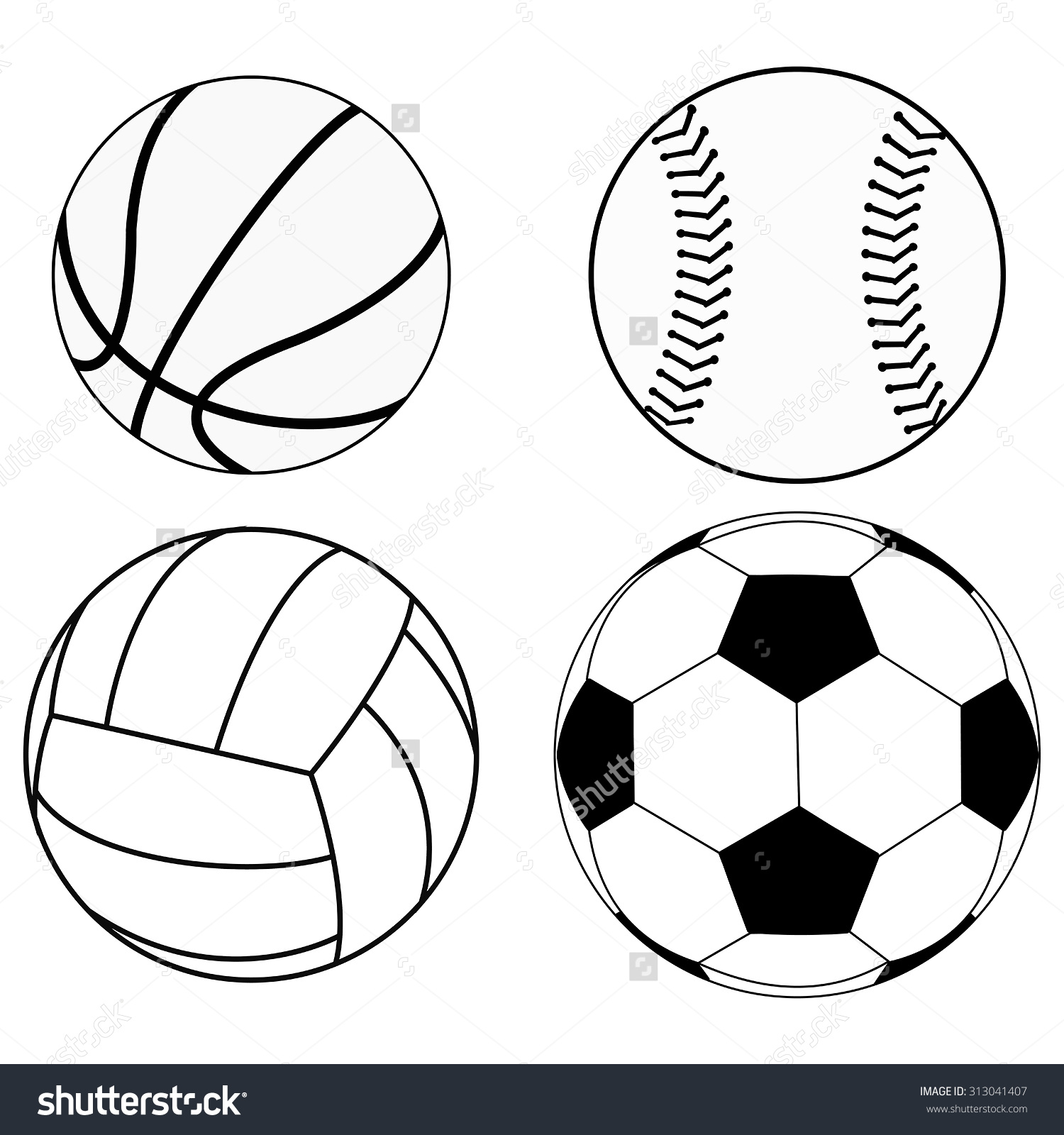 Срисовки футбольных баскетбольных мячей