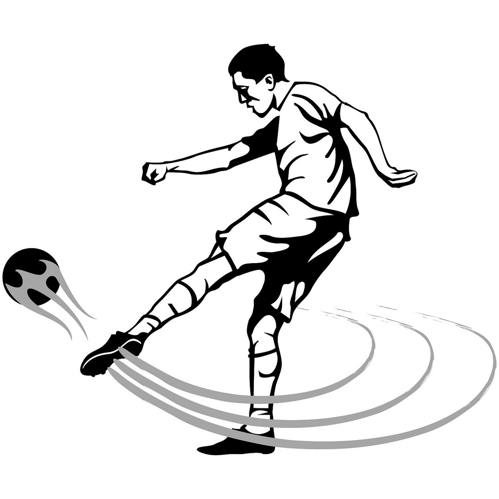 Силуэт футболиста бьющего по мячу
