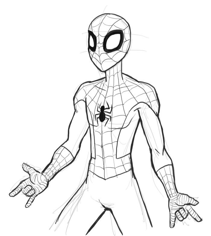 Spiderman Outline Drawing at GetDrawings | Free download