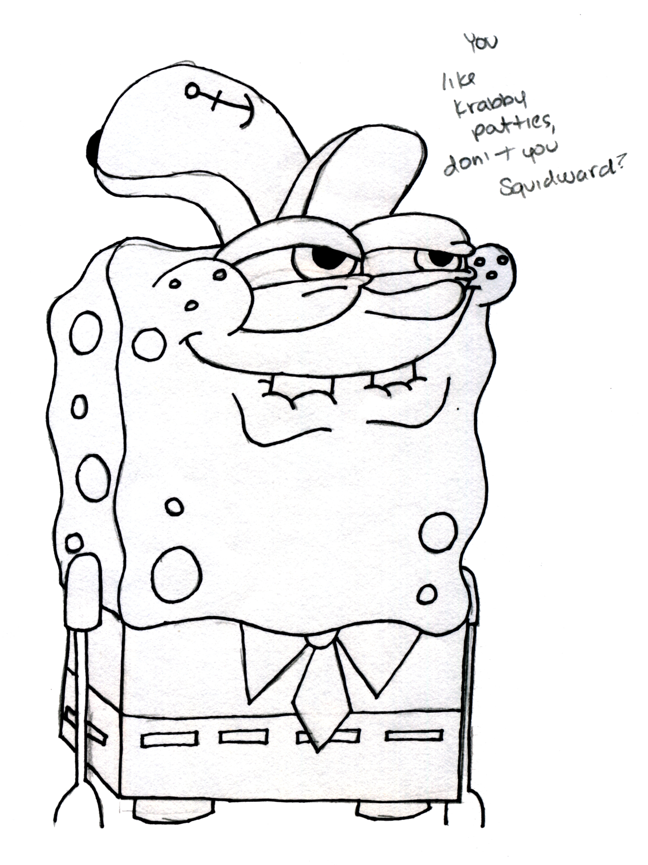 Gangster Spongebob Drawings Easy Sketch Coloring Page