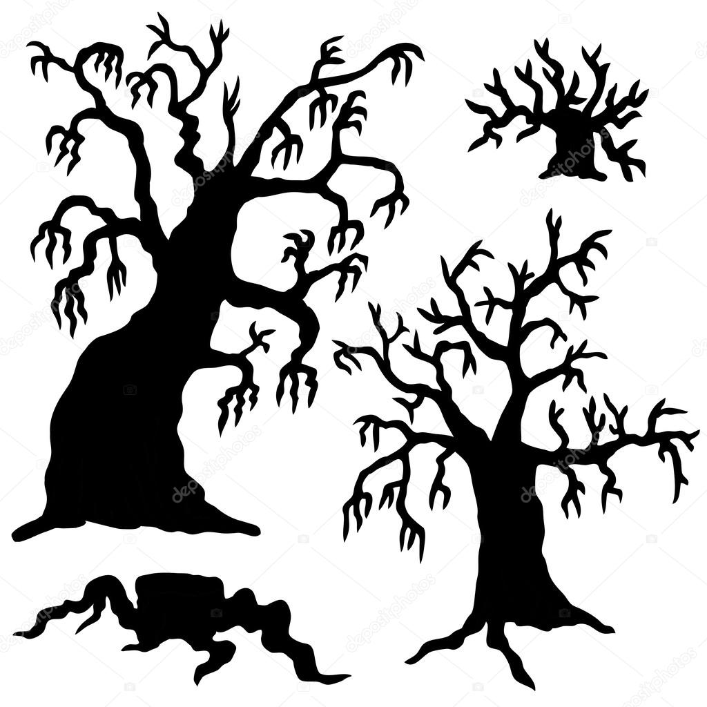 Страшное дерево силуэт