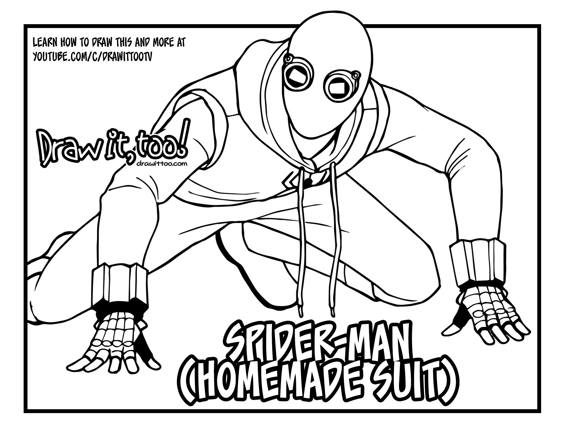 Spiderman Spider Coloring Man Suit Pages Homemade Homecoming Draw Drawing.....