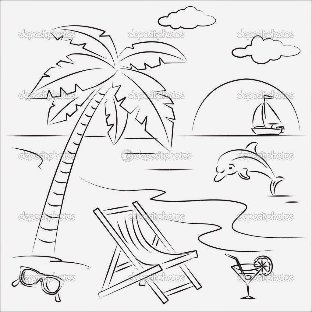 Simple Sketch Summer Themed Drawings for Kids