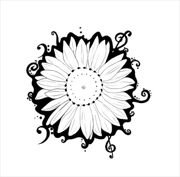 Download Sunflower Black And White Drawing at GetDrawings | Free ...