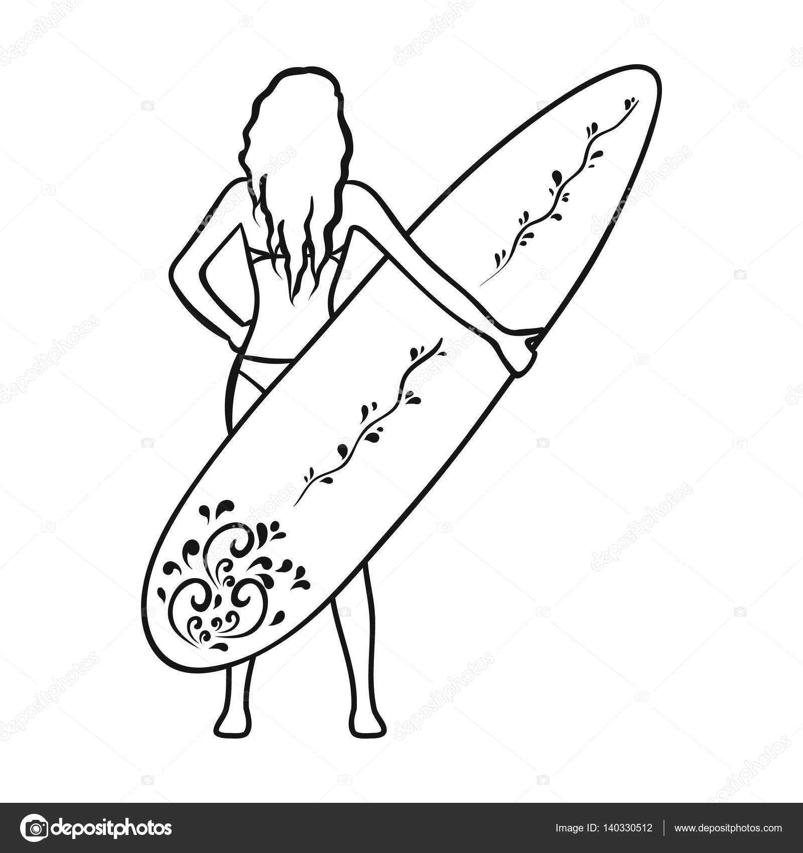Surfing Board Drawing - Drawing Image