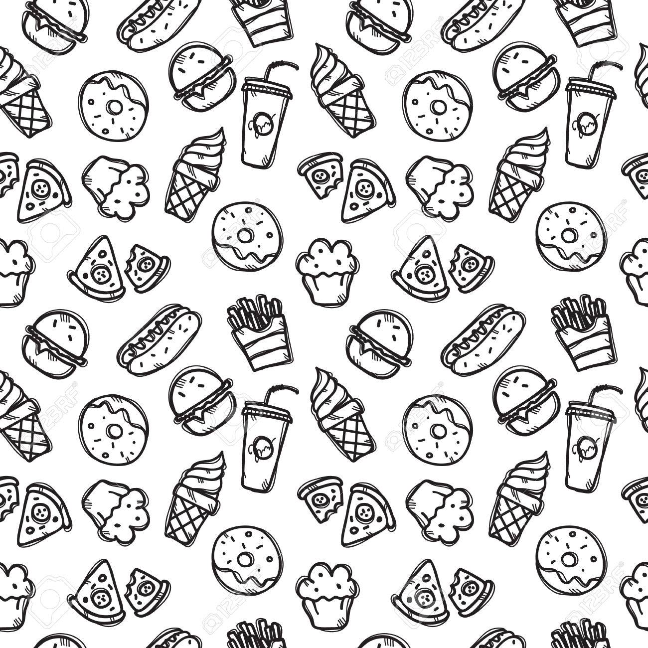 Fast Food Doodle Fast Food Coloriage Kawaii  Unique Some