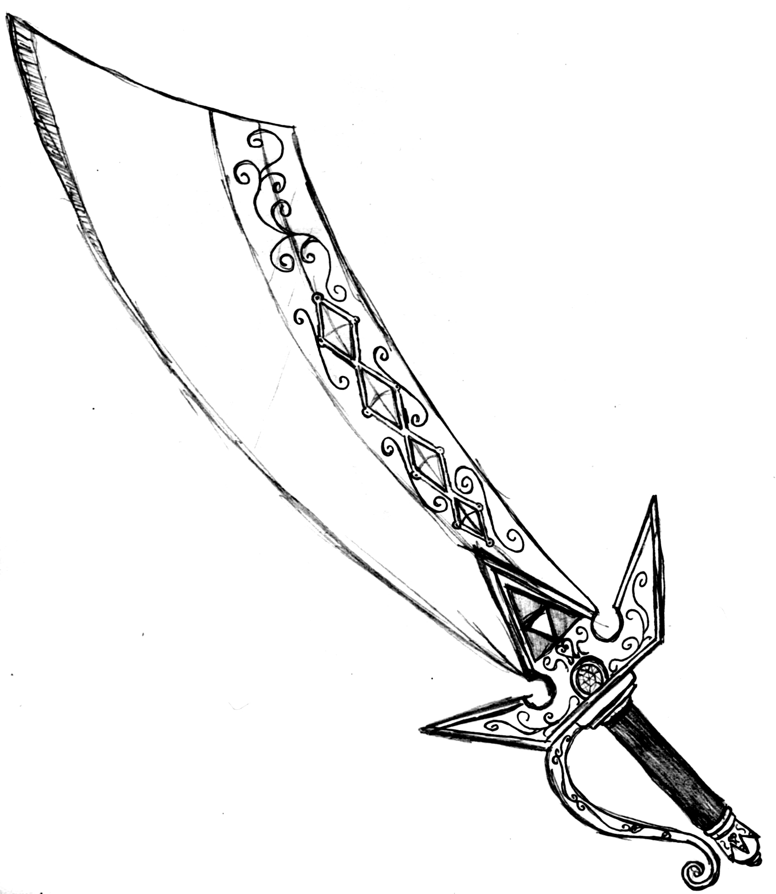 Cool Sword Drawings Pencil Sketch Coloring Page