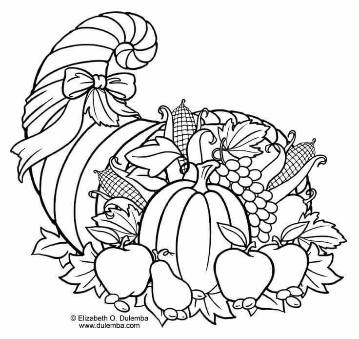 Free Thanksgiving Cornucopia Coloring Printables