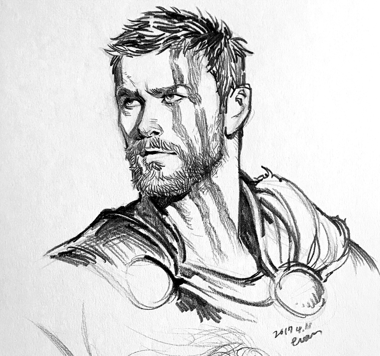 Creative Thor Drawing Sketch with Realistic