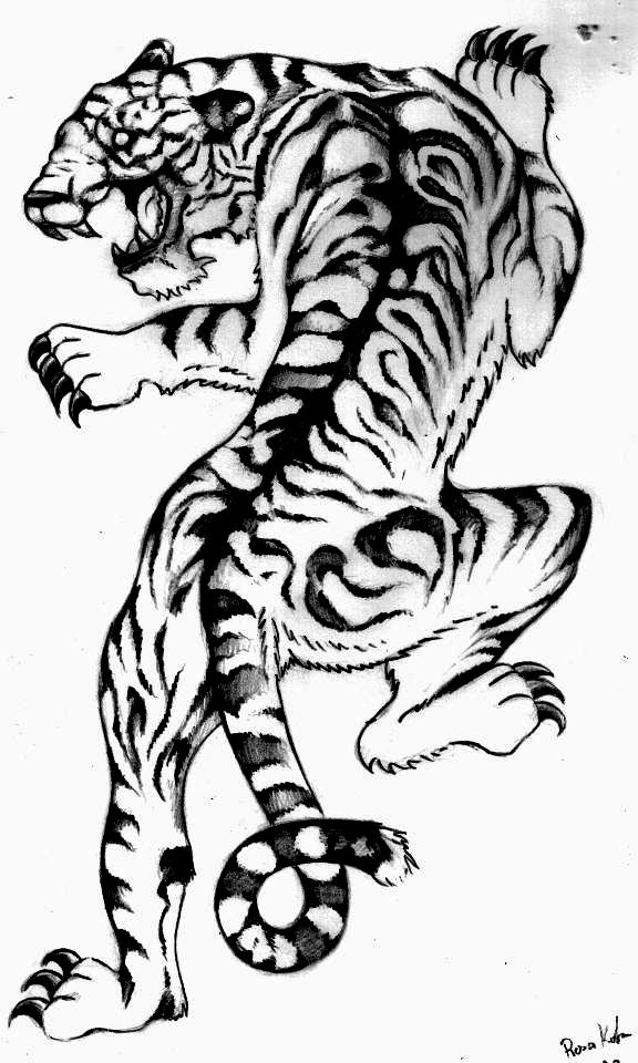 576x960 Climbing Tiger Tattoo Design Sample.