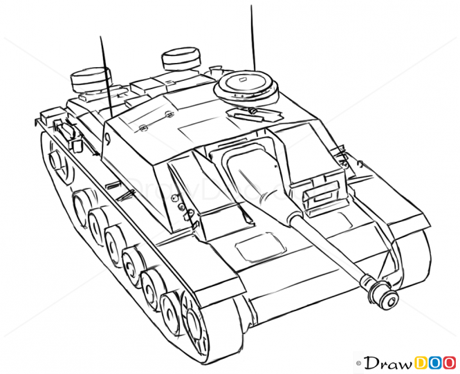 how to draw a military tank step by step