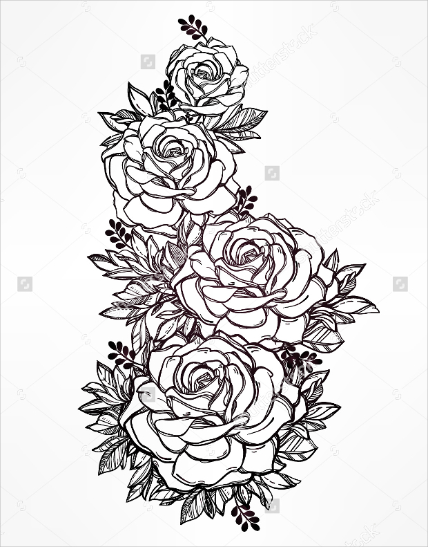 Traditional Rose Tattoo Drawing at GetDrawings | Free download